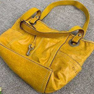 Mustard Fossil real leather purse